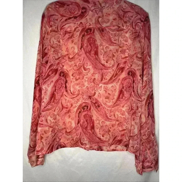 Vintage Ann Taylor sheer Pink Long sleeve silk button-up blouse size 8 - Picture 9 of 12